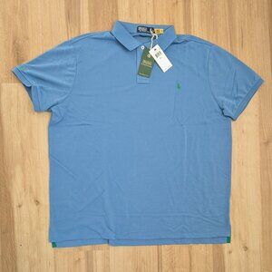 NWT Polo Ralph Lauren XXL The Earth Polo Custom Slim Fit blue with green logo